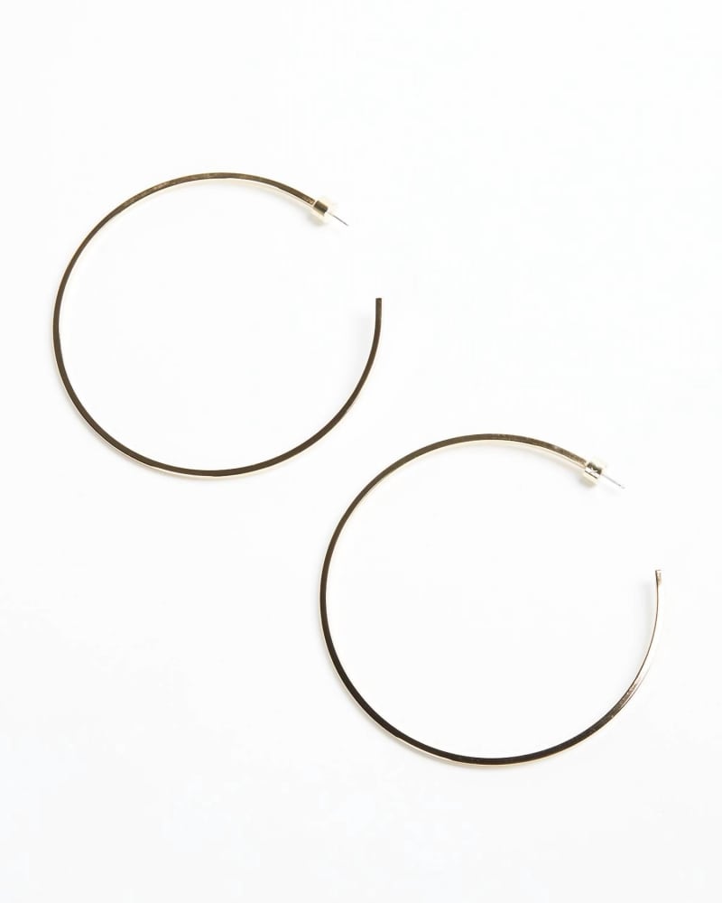 Front of a model wearing a size O/S Ultimate Hoops in Gold in Gold by Eklexic. | dia_product_style_image_id:345916